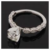 14k White Gold Diamond Engagement Ring w/ ID