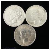 1922 P & D US 90%-Silver Peace Dollars, 3