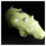 Large Ceramic Hippo Sculpture Signed Simson