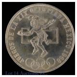 1968 Mexico 72%-Silver Olympic 25 Pesos (*CH BU)