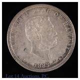 1883 (S) Hawaii 90%-Silver Kalakaua I 25c (*Unc)