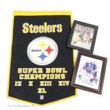 Lambert Polamalu Sigd Pics + Steelers Felt Banner