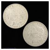 1889 & 1921-D US 90%-Silver Morgan Dollars, 2