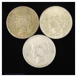 1923 P,D,S US 90%-Silver Peace Dollars, 3