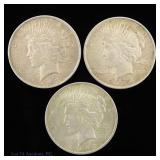 1922, 1923 & 1924 US 90%-Silver Peace Dollars, 3