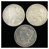 1924, 1927d & 1935 US Silver Peace $1, 3