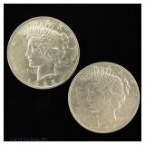 1922 & 1923 US 90%-Silver Peace Dollars (2)