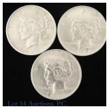 1922 (P) US 90%-Silver Peace Dollars (*XF-AU), 3
