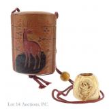 Japanese Lacquer Inro With Bone Netsuke