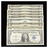 Various US $2 Red Seal & $1 Blue Seal Notes (9)