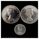 1958 - 1964 Canada 10c & 50c 80%-Silver Coins (3)