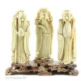 Chinese Soapstone Statues of Three Wise Men