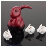 Herend Miniature Rabbits (3) & Royal Doulton* (1)