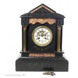 Victorian Slate & Marble Pendulum Mantle Clock *