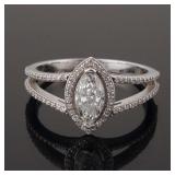 14k White Gold Diamond Engagement Ring w/ ID