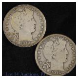 1912p & 1915d US 90%-Silver Barber 50c (2)