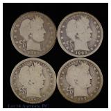1895 - 1898 US 90%-Silver Barber 25c (4)