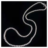 14k White Gold Eternity Necklace w/ Diamonds & ID