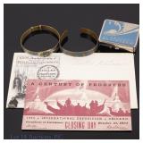 Chicago Century Of Progress Ticket, Cuffs, More