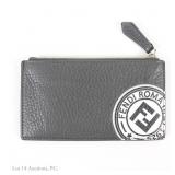 Fendi Gray Leather Card Case Wallet
