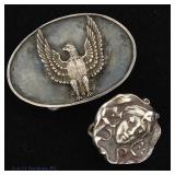 Two Sterling Silver Belt Buckles