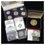 Various US Silver, Clad Coins & Sets (8)