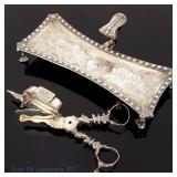 Sterling Silver Georgian Wick Scissors * & Tray