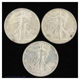 1937, 1941d & 1942 US Silver W/L 50c (BU), 3