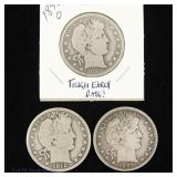 1895o, 1897 & 1912 US Silver Barber 50c (3)