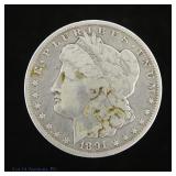 1891-CC US Silver Morgan Dollar (*VG+)