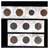 1790-1800 Britain 1/2 Penny Conder Tokens (10)