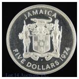 1974-FM Jamaica 50%-Silver Proof $5