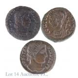 (300 CE+) Ancient Roman Bronze Follis Coins (3)