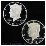 1993s & 2010s 90%-Silver Kennedy 50c (GEM PR), 2