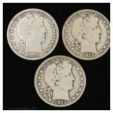 1906d, 1913d & 1913s US Silver Barber 50c (3)