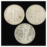 1943 - 1945 US 90%-Silver W/L 50c (XF), 3