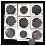 1814 - 1857 Canada Copper Half Penny Tokens (10)