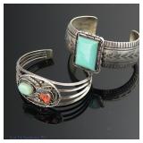 Two Sterling Silver Cuff Bracelets