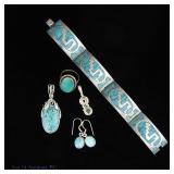 Sterling Silver, Turquoise and Larimar Jewelry