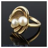 10K Yellow Gold Ring With Pearls