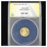 2012 (P) US $5 Gold Eagle Bullion (ANACS MS 68)