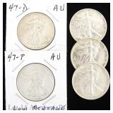1940 - 1947 US 90%-Silver W/L 50c (5)