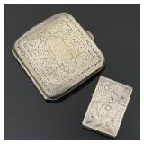 Sterling Silver Cigarette Case And Zippo Lighter