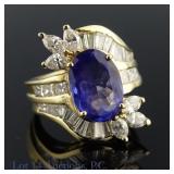 14K Yellow Gold Tanzanite And Diamonds Ring