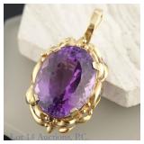 14K Yellow Gold And Amethyst Large Pendant