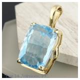 14K Yellow Gold And Topaz Large Pendant