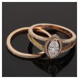 14k Rose Gold Diamond Bridal Ring Set w/ ID