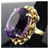 14K Yellow Gold And Amethyst Ring