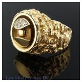 14K Yellow Gold Pinky Ring With Diamonds & Spinner