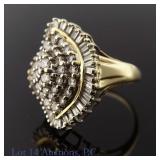 14K Yellow Gold Cocktail Ring With Diamonds